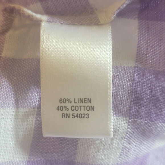 Banana Republic Linen Cotton Gingham Checked Soft Wash Button Down Shirt Size XS - Picture 15 of 16
